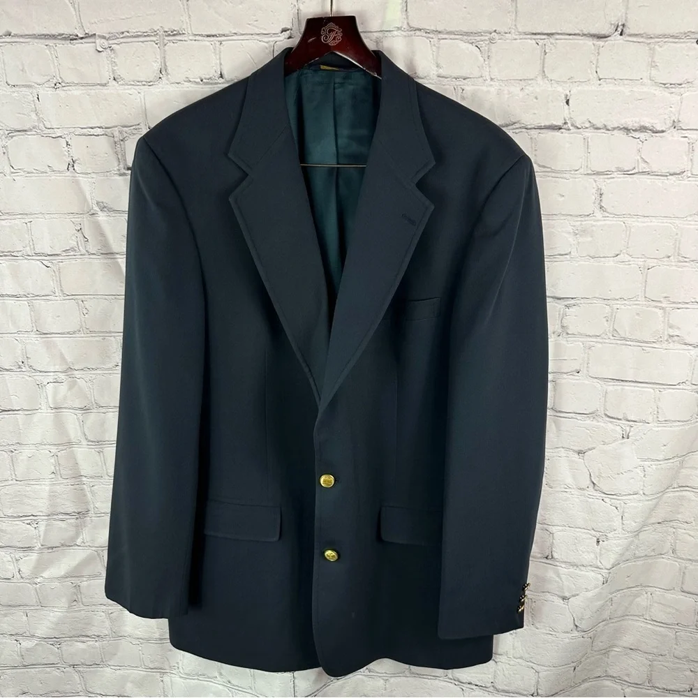 Brooks Brothers Navy Blazer jacket Gold Buttons sz 43 LG preppy office classic